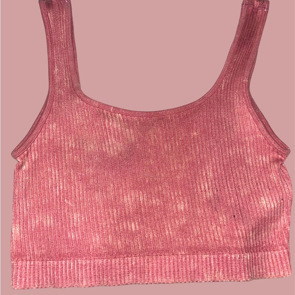 Pink Ribbed Crop Top
